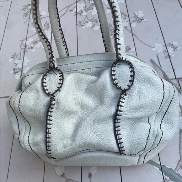 Carlos Falchi White Satchel with Black Stitching - Picture 3 of 9